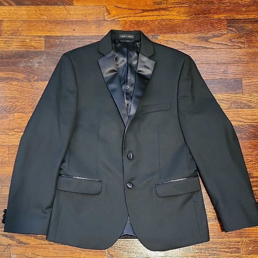Lauren Ralph Lauren Elegant Black Satin Collar Tuxedo Jacket Designer Small